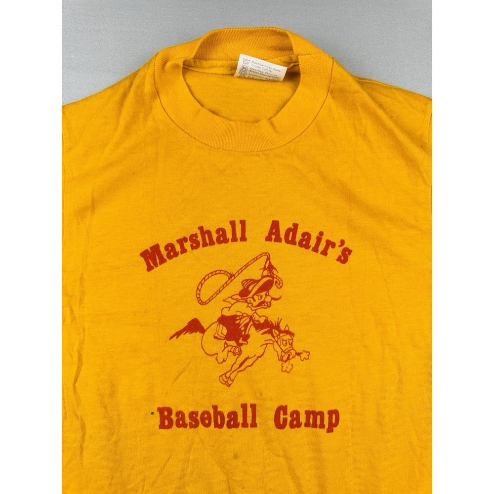 Vintage 80s Marshall Adair's Baseball Camp Cowboy T Shirt Single Stitch USA S